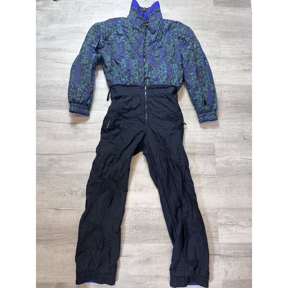 Vintage 80s Tyrolia Reversible Ski Suit Womens One Piece Snowsuit Snow Bib Sz 10 - Picture 12 of 13
